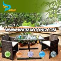 Long Guarantee Period Balcony Resin Wicker Material Coffee Shop Tables and Chairs