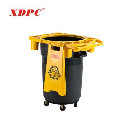 Plastic outdoor wheelstrash bucket dolly container garbage trash can trolley cart with wheels